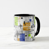 Abstracte moderne geometrische vormen gestreept ge mok (Voorkant rechts)
