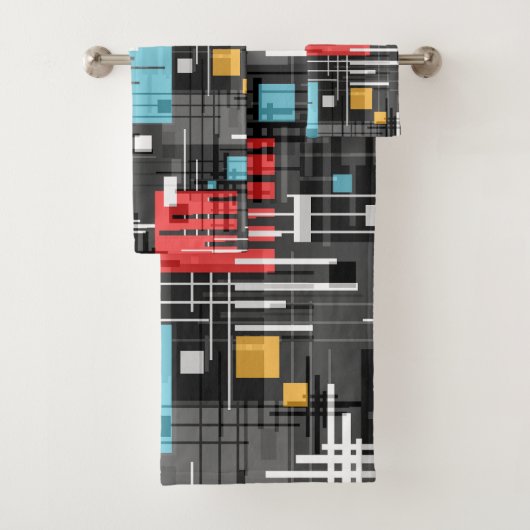 Abstracte moderne geometrische vormen met gestreep bad handdoek (Insitu)