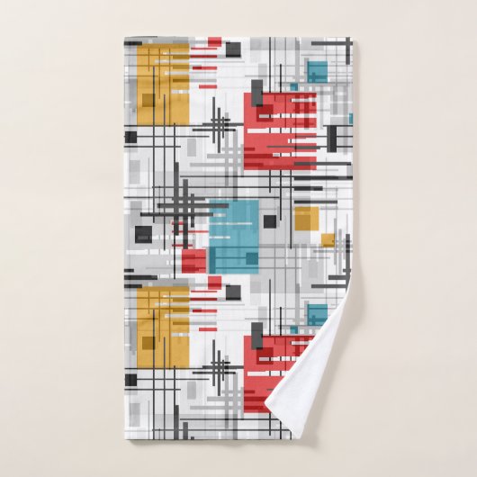 Abstracte moderne geometrische vormen met gestreep bad handdoek (Handdoek)