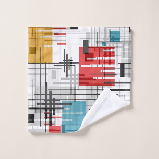 Abstracte moderne geometrische vormen met gestreep bad handdoek (Wasdoekje)