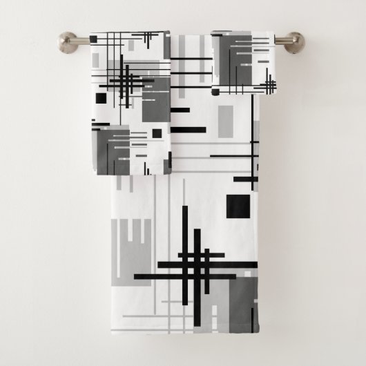 Abstracte moderne geometrische vormen met gestreep bad handdoek (Insitu)