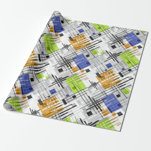 Abstracte moderne geometrische vormen met gestreep cadeaupapier (Uitgerold)