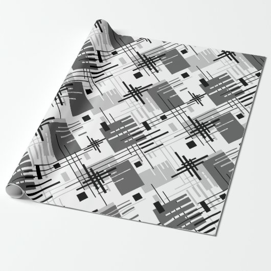 Abstracte moderne geometrische vormen met gestreep cadeaupapier (Uitgerold)