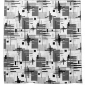 Abstracte moderne geometrische vormen met gestreep douchegordijn (Voorkant)