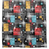 Abstracte moderne geometrische vormen met gestreep douchegordijn (Voorkant)