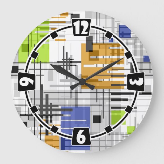 Abstracte moderne geometrische vormen met gestreep grote klok (Voorkant)
