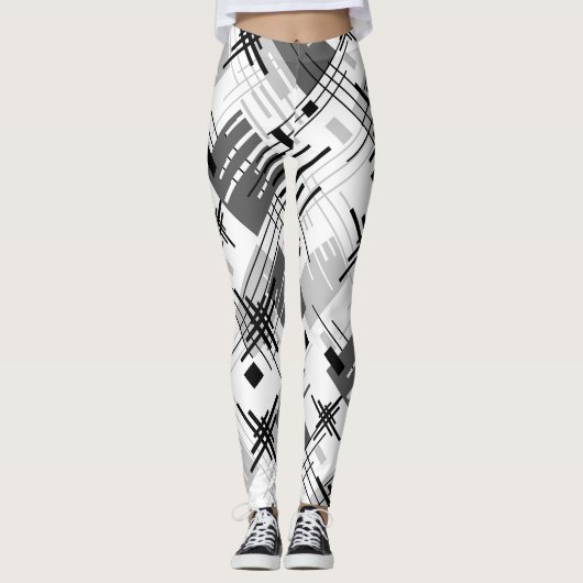 Abstracte moderne geometrische vormen met gestreep leggings (Voorkant)