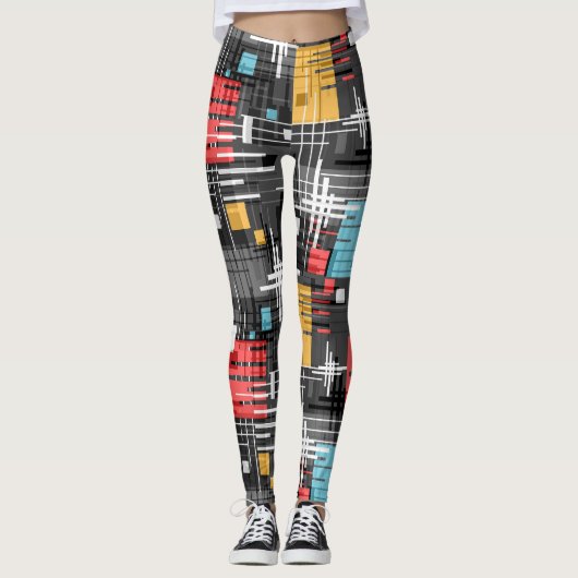 Abstracte moderne geometrische vormen met gestreep leggings (Voorkant)