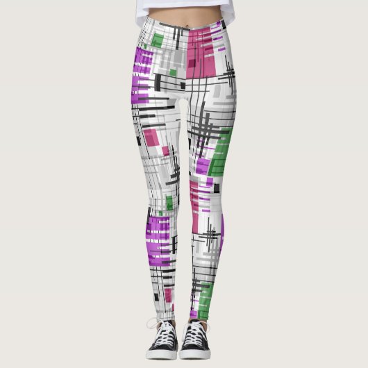Abstracte moderne geometrische vormen met gestreep leggings (Voorkant)