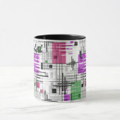 Abstracte moderne geometrische vormen met gestreep mok (Midden)