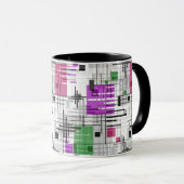 Abstracte moderne geometrische vormen met gestreep mok (Voorkant rechts)