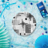 Abstracte moderne geometrische vormen met gestreep papieren bordje (Feest)