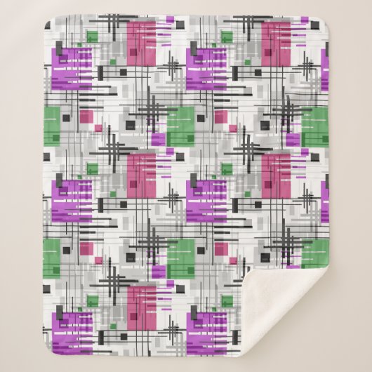 Abstracte moderne geometrische vormen met gestreep sherpa deken (Voorkant)