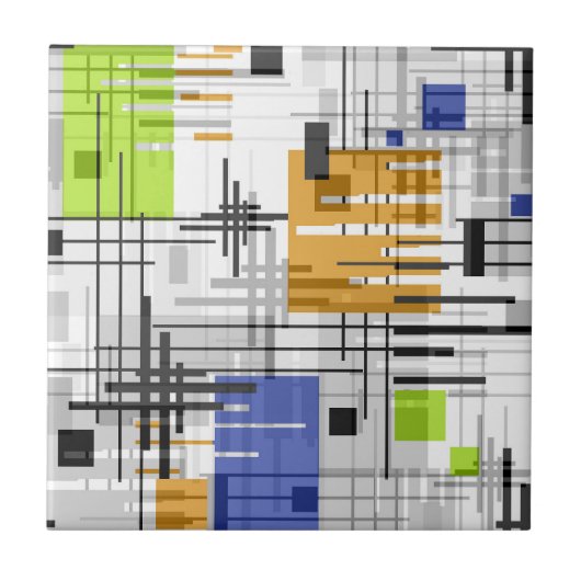 Abstracte moderne geometrische vormen met gestreep tegeltje (Voorkant)