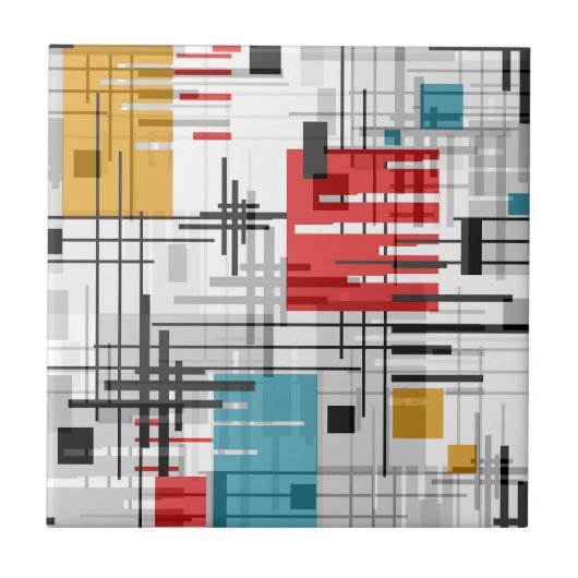 Abstracte moderne geometrische vormen met gestreep tegeltje (Voorkant)