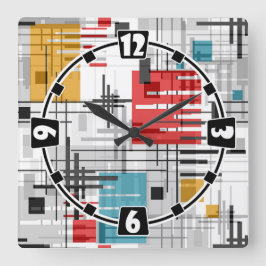 Abstracte moderne geometrische vormen met gestreep vierkante klok