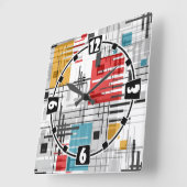 Abstracte moderne geometrische vormen met gestreep vierkante klok (Hoek)