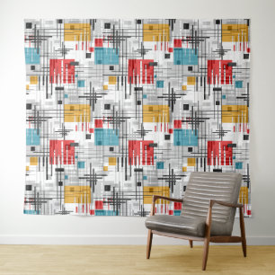 Abstracte moderne geometrische vormen met gestreep wandkleed