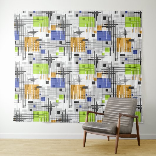 Abstracte moderne geometrische vormen met gestreep wandkleed (In Situ (horizontaal))