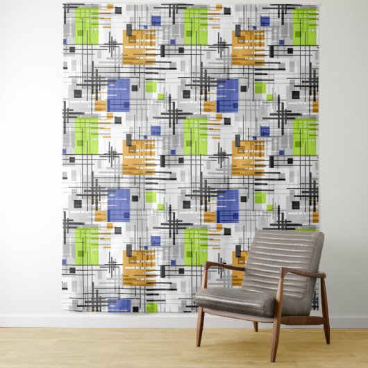 Abstracte moderne geometrische vormen met gestreep wandkleed (In situ)