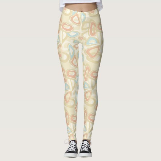 Abstracte moderne geometrische vormen pastelretro leggings (Voorkant)