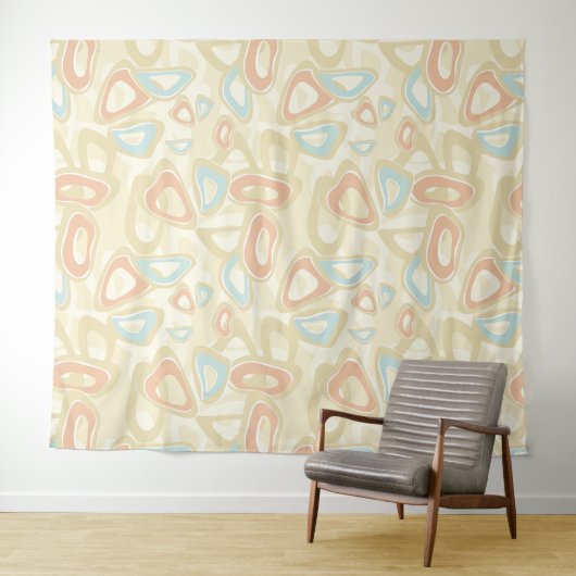 Abstracte moderne geometrische vormen pastelretro wandkleed (In Situ (horizontaal))