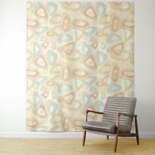 Abstracte moderne geometrische vormen pastelretro wandkleed