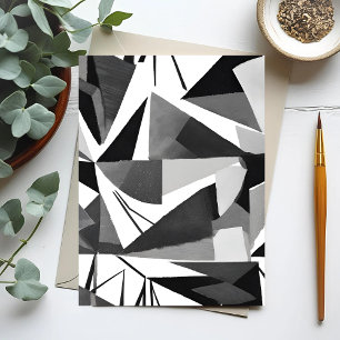 Abstracte moderne geometrische zwart-wit Waterverf Briefkaart