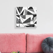Abstracte moderne geometrische zwart-wit Waterverf Canvas Afdruk (Insitu (Woonkamer))