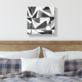 Abstracte moderne geometrische zwart-wit Waterverf Canvas Afdruk (Insitu (Slaapkamer))