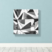 Abstracte moderne geometrische zwart-wit Waterverf Canvas Afdruk (Insitu (Houten vloer))