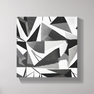 Abstracte Moderne Geometrische Zwart-Wit Waterverf Canvas Afdruk