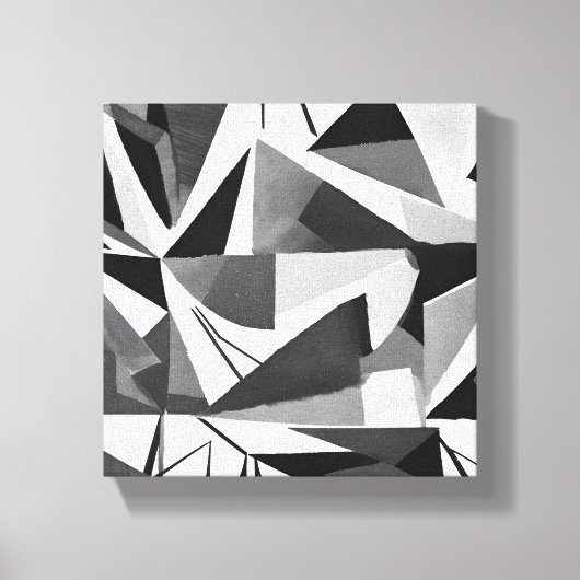Abstracte moderne geometrische zwart-wit Waterverf Canvas Afdruk (Voorkant)