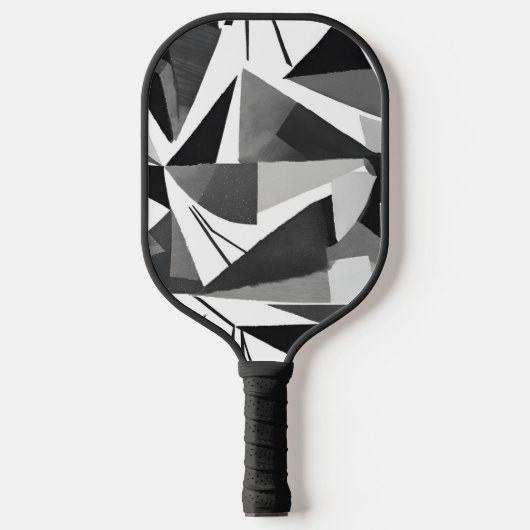 Abstracte Moderne Geometrische Zwart-Wit Waterverf Pickleball Paddle (Voorkant)