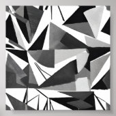 Abstracte Moderne Geometrische Zwart-Wit Waterverf Poster (Voorkant)