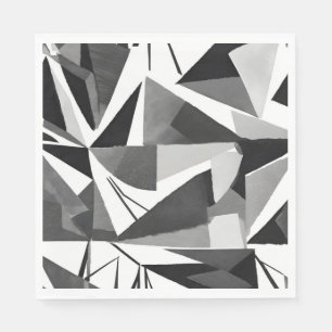 Abstracte Moderne Geometrische Zwart-Wit Waterverf Servet