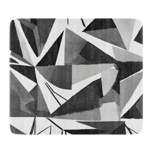 Abstracte moderne geometrische zwart-wit waterverf snijplank (Voorkant)