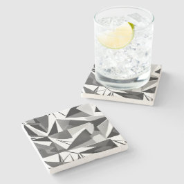 Abstracte Moderne Geometrische Zwart-Wit Waterverf Stenen Onderzetter