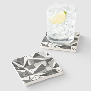Abstracte Moderne Geometrische Zwart-Wit Waterverf Stenen Onderzetter