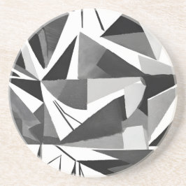 Abstracte Moderne Geometrische Zwart-Wit Waterverf Zandsteen Onderzetter