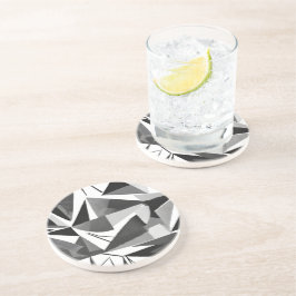 Abstracte Moderne Geometrische Zwart-Wit Waterverf Zandsteen Onderzetter