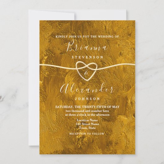Abstracte moderne Glitter Gold Wedding Uitnodiging (Voorkant)