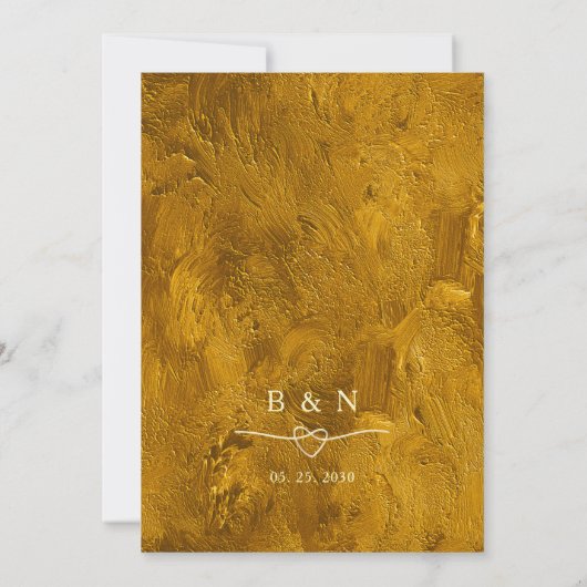 Abstracte moderne Glitter Gold Wedding Uitnodiging (Achterkant)