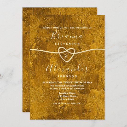 Abstracte moderne Glitter Gold Wedding Uitnodiging (Voorkant / Achterkant)