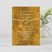 Abstracte Moderne Glitter Gouden Trouw Uitnodiging (Staand voorkant)