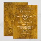 Abstracte Moderne Glitter Gouden Trouw Uitnodiging (Voorkant / Achterkant)