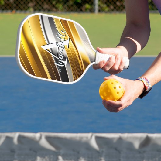Abstracte, moderne Gold Silver- en Brongolven Pickleball Paddle (Insitu)