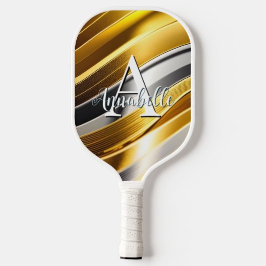 Abstracte, moderne Gold Silver- en Brongolven Pickleball Paddle (Achterkant)