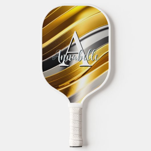 Abstracte, moderne Gold Silver- en Brongolven Pickleball Paddle (Voorkant)