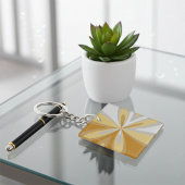 Abstracte moderne goudgele, grijs zilveren bloem sleutelhanger